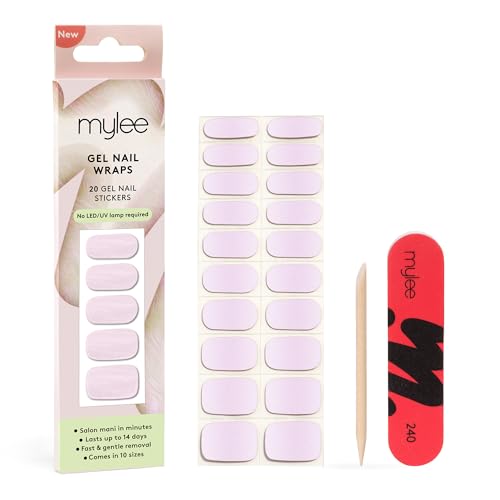 Mylee Gel Nail Wraps [Sea Shell] 20 Pre-Cured Gel Stickers for Instant Mani No Lamp Needed Chip-Resistant Glossy Finish Lasts Up to 14 Days Easy to Apply Vegan & Cruelty-Free