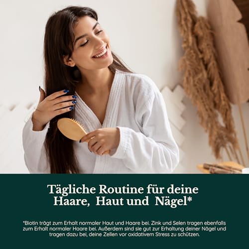 Biotin hochdosiert – 10.000 mcg pro Tablette (365 vegane Tabletten, 1 Jahr) – Zink Selen Komplex – Mit Biotin, Zink und Selen – Verpackung kann variieren