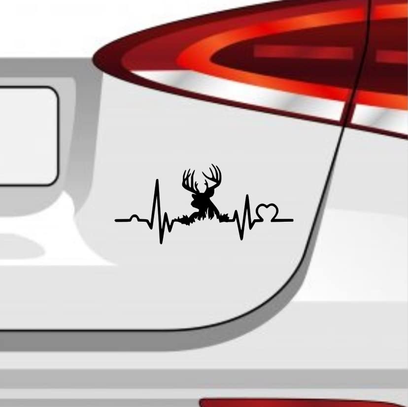 Herzschlag Hirsch Aufkleber -6 Größen 21 Farben- Brunft Rotwild Geweih Damwild