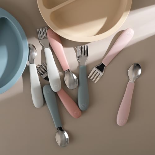 Coix Foam ETCS-8-JAMES Coixfoam 8 Pieces Toddler Utensils, Toddler Safe Silverware Set With Food Grade Silicone Hanlde, 18/8 Stainless Steel, Perfect Length For New Self Feeders, Dishwasher Safe thumb #5