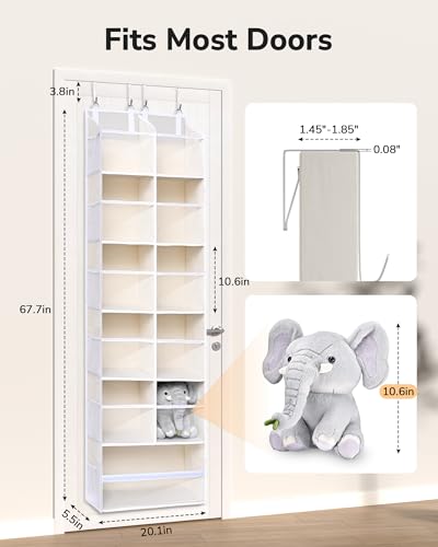 Image of ULG Over the Door Organizer, 6-Tier Hanging Storage with Clear Windows, 19 Pockets for Closet,Bathroom & Nursery Door Organizer
