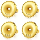 DELECOE 2-Pairs Gold Screw Earring Backs Fit for Threaded Post .032'/20 Gauge, 14K Gold Plated Sterling Silver Screw on Earring Backs Replacements for Diamond Earring Studs, Hypoallergenic Secure