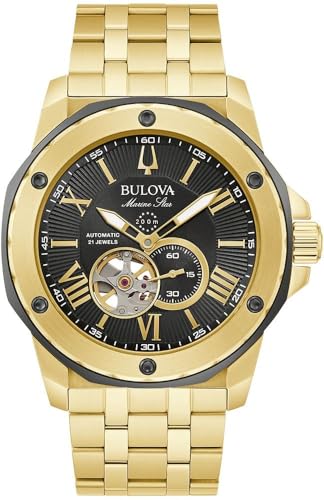 Bulova Marine Star 98A273 montre homme or automatique acier étanche
