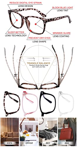 Image of 4 PACKS Blue Light Blocking Reading Glasses Women 1.0 1.25 1.5 1.75 2.0 2.25 2.5 2.75 3.0 3.5 4.0 5.0 6.0