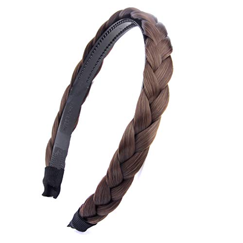 Gledola Braided Headband With Teeth Braids Hairband With Tooth Synthetic Hair Band Plaited Hairband For Women (Chestnut)