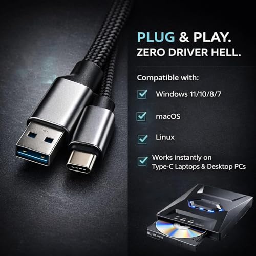 Lecteur Blu-ray externe USB C de type C et graveur portable - 6