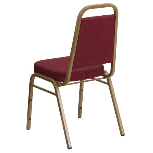 Flash Furniture Hercules Series Trapezoidal Back Stacking Banquet Chair In Burgundy Patterned Fabric - Gold Frame #TOP4
