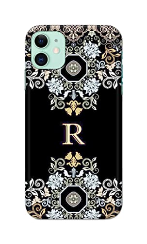 Image of PRINTFIDAA Name II Initial II Letter Floral Pattern Alphabet R Printed Designer Hard Back Case Cover for Apple iPhone 11 (6.1 inch), A2221, A2111 -(SF) MVN1007