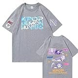 Camicie a maniche corte 2025 Kpop De-mon Hun-ters T-shirt unisex Harajuku O-Collo Commemorativo Camicia XS-3XL, Grigio, XS