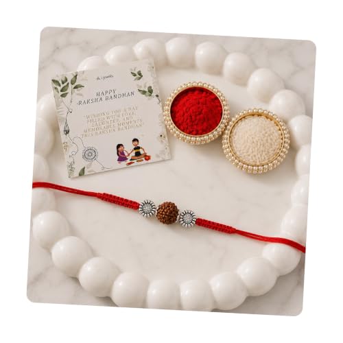 Image of I Jewels Thread Rakhi With Roli Chawal & Rakshabandhan Card for Brother /Bhai /Men /Bro