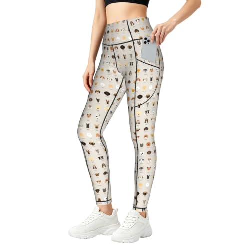 Pantalones de yoga holgados para mujer leggings con estampado de perro cómodos y transpirables