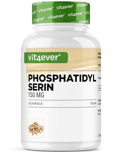 vit4ever Phosphatidylserin Kapseln - 300 mg pro Tagesportion - 180 Kapseln - Hochdosiert - PS Phospholipid - Vegan - Ohne unnötige Zusätze - Laborgeprüft