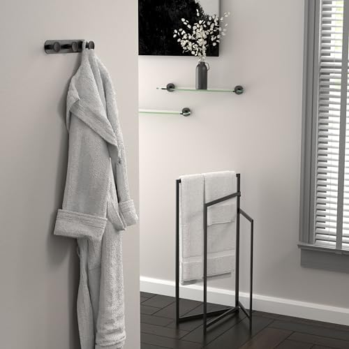 Image of Gatco 4634MX Glam Double Towel Bar, Matte Black, 24 Inch, Double Bar
