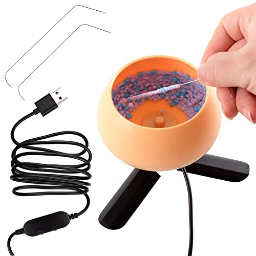 Upgraded Electric Bead Spinner Kit for DIY Jewelry- Adjustable Speed Electric Spin Bead Bowl Kit with Curved Needles 5V USB Powered Spin Bead Loader for DIY Waist Beads Seed Beads Bracelets Necklaces