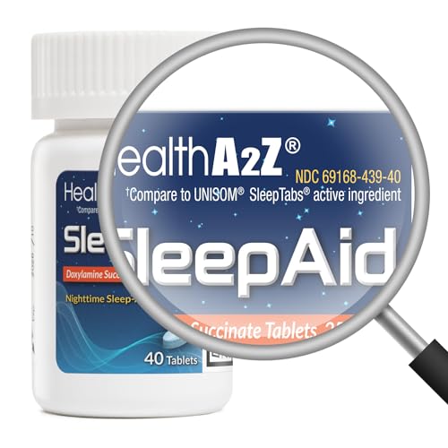 Image of HealthA2Z Nighttime Sleep-Aid, Doxylamine Succinate 25mg, 40 Counts (Pack of 1), Safe & Effective
