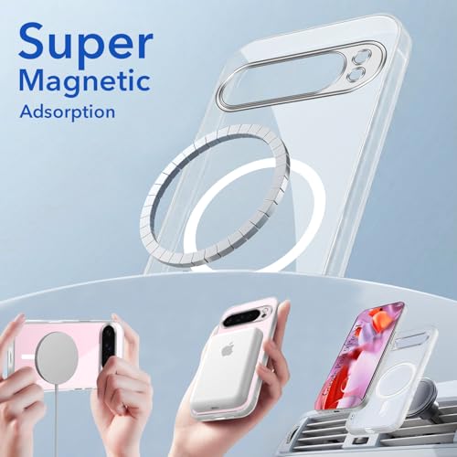 Image of Jkobi Lifetime Anti-Yellow MagSafe Compatible Clear Back Cover Case for Google Pixel 9 Pro XL (Sleek Hard Crystal | Shockproof and Camera Protection)