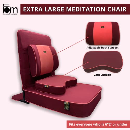FOM (Friends of Meditation) extra großer Entspannender Meditations und Yoga Stuhl mit Rückenstütze und Meditationsblock kastanien - Image 3