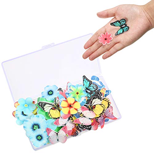 Bbto 100 Pieces Edible Flower Cupcake Toppers And Butterfly Cake Decorations Mixed Size Realistic Dessert Food Decor For Baby Shower Wedding Anniversary Kids Girls Women Birthday Party Favors Supplies #TOP6