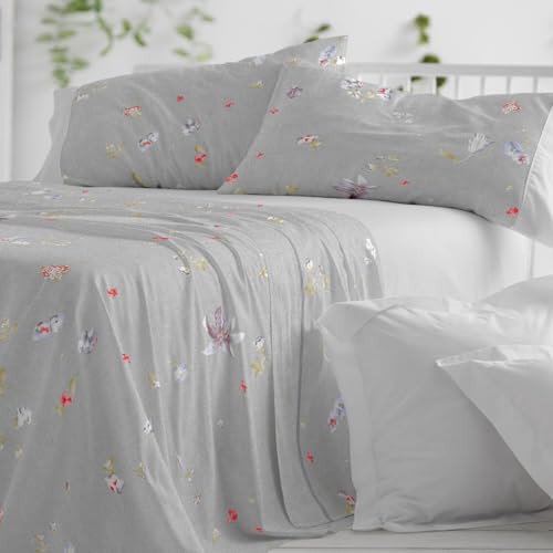 Burrito Blanco | Juego de sábanas Algodón | Cama de 135cm. (+Medidas Disponibles) | Diseño 629 | Color Gris (135x190/200cm.)