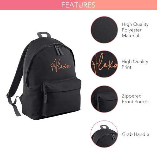 Print Maniacs Personalised Kids Backpack for Back to School 18 Litres Rucksack with Name Ideal for Boys, Girls, Toddlers, Nursery, and Primary School Students Perfect School Bag (Black) - Image 2