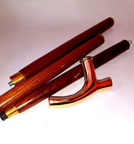 Ganga Nautical Antiguo cabeza larga victoriana vintage plegable madera de latón macizo vintage bastón de estilo antiguo palo de madera mango Antqiue regalo