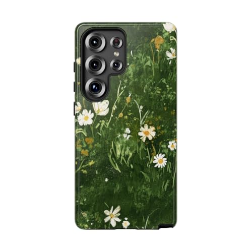 Coque Samsung S25 Ultra rigide brillante avec motif floral fleurs blanches