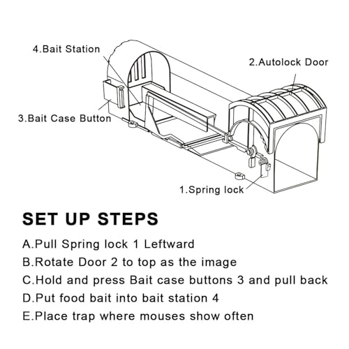 Trampas for ratas reutilizables con bloqueo automático para control de roedores 7