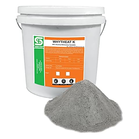 Castable Refractory Cement, 60% Alumina Hydraulic Bonded Dense Cement Castable, 2912F Rated, High Temp Cement for Foundry Furnace Fireplace Oven Stove Forge Lining - 44 Lbs Cover