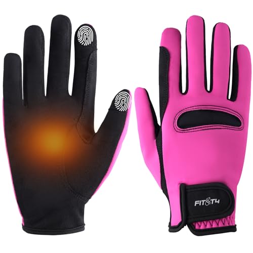 FitsT4 Sports Kids Horse Riding Gloves Winter Equestrian Gloves Girls Boys Horseback Gloves for Youth Children Cycling Biking Pink M