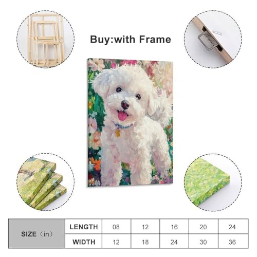 Tableau impression sur toile Bichon Frisé mur vide - 2
