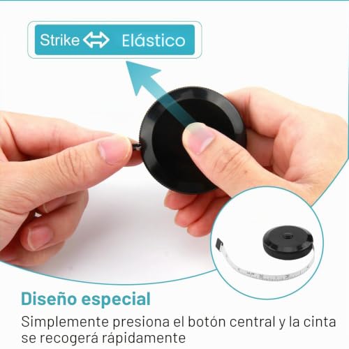 Miniatura 4 de 2 Unidades De Cinta Métrica Retráctil Para Cuerpo, Mini Cinta Métrica, Suave Cinta Métrica Retráctil Con Botón, Adecuada Para Costura, Costura, Cintura Y Altura, 2 M