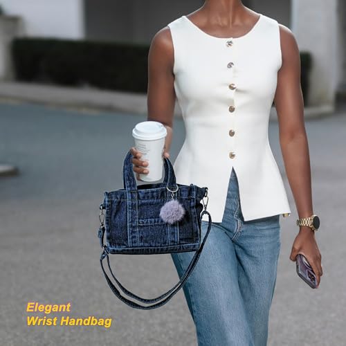 Image of SoonerCozer Crossbody Denim Purse Fashion Small Hobo Bag Stylish Handbag Tote Bag for Women