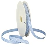 Morex Swiss Dot Grosgrain Ribbon, 3/8-Inch by 20-Yard Spool, Light Blue