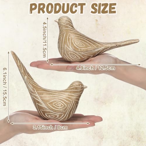 Set de 2 Figuras Grandes de Pájaros en Resina para Decoración miniatura 3