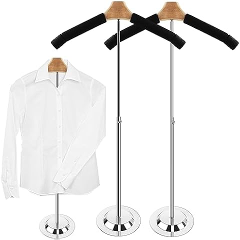 Hlimior 2 Pack AdjustableT Shirt Display Flexible Shoulder Stand，Portable T Shirt Display Stand for Clothing Garment Coat Retail Vendor，Shirt Rack，Metal Clothing Display Rack,17.3 x 31.3 Inch Cover