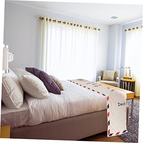 Manta de cordero para dormitorio con estampado de letras OUNONA 7