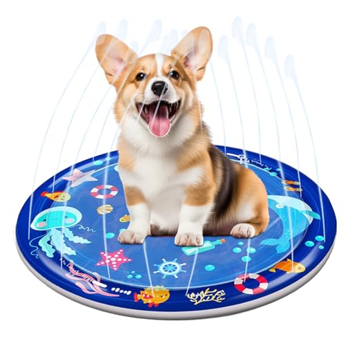 Tappeto Acquatico per Gatti | Tappetino da Gioco Acquatico con Fontana per Animali Domestici - Sprinkler Interattivo per Giardino, Piscina, Casa e Area Giochi