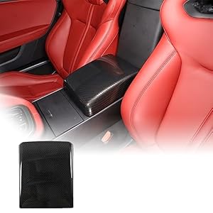 JONKOKO Car Central Control Armrest Box Protective Cover for Jaguar F-Type 2013-2024 Car Interior Console Storage Box Protector，Central Armrest Decorative Modification Accessories (Carbon Fiber)