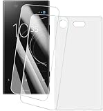 X-Dision Custodia Compatibile con Sony Xperia XZ1 Compact con 2 Pezzi di Vetro Temperato,TPU Trasparente Antiurto,[9H Durezza, Protezione con Cuscinetto D'aria] per Sony Xperia XZ1 Compact