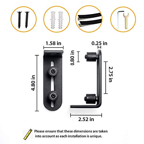 Ball Bearings Design!!!New Upgraded 2 Pcs Barn Door Floor Guide For Doors!!! | Stay Roller Sliding Adjustable By Smartsmith | Unique Guide Flush With Floor | Durable Steel Frame (Black) #TOP5