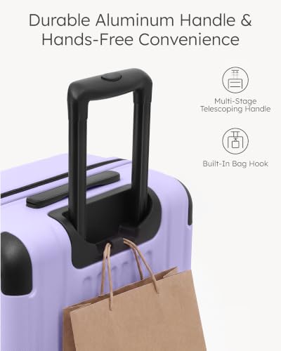 Image of Coolife Luggage, Lightweight and Durable Hardshell, 24 in, Light Purple