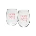 Kate Aspen Holiday"Eat Drink and Be Merry" in Red Print Stemless Wine Glass, 15-Ounce, Clear, Set of 4