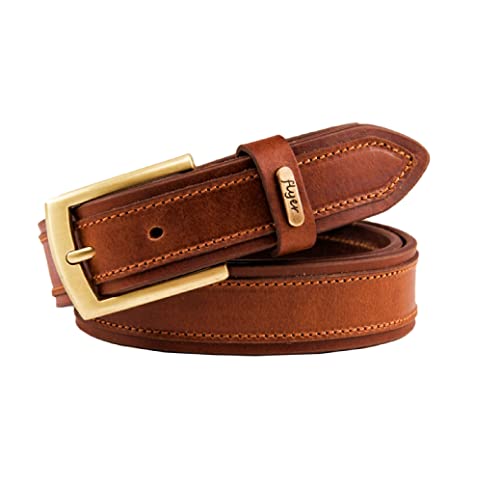 Image of Flyer Men's Leather Belt (Formal /Casual) (Colour -Brown /Black) Buckle Adjustable Size Genuine Original Leather (TAN510-B)