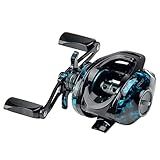 HAUT TON Baitcasting Fishing Reels,Snow Demon Beginner's Edition,Baitcaster Reel,17.64 Lbs Max Drag,7.2:1 Gear Ratio 4+1BB,Carbon Fiber Frame Blue,Left