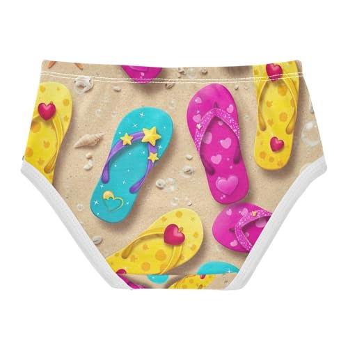 Toddler Girl Briefs, Colorful Flip Flops Cotton Girls Underwear, 2–8 Years2