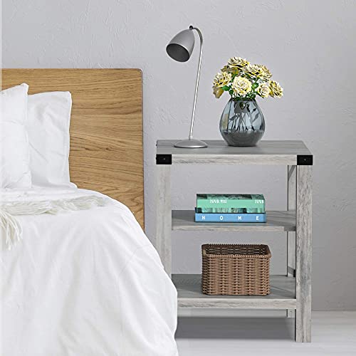 Rustic Coffee Table, Farmhouse Accent Cocktail Table Storage Shelf, Industrial Wood Look Tea Table, Sofa Center Table for Living Room, TV Stand Side End Table with X Metal Frame