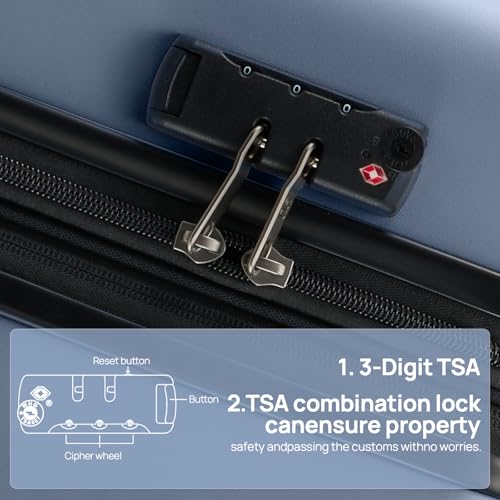 Image of NINETYGO Medium Checked Luggage 24 Inch, Checking In Luggage with Smooth Double Spinner Wheels, Hard Shell PC+ABS Suitcase, Lightweight Travel Luggage, TSA Approved (Blue, Andes)