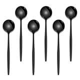5.1 Inch Coffee & Tea Spoons,6-Piece Black Stainless Steel Dessert Spoons For Cafe,Black Espresso Spoon,Cute Small Demitasse Spoon