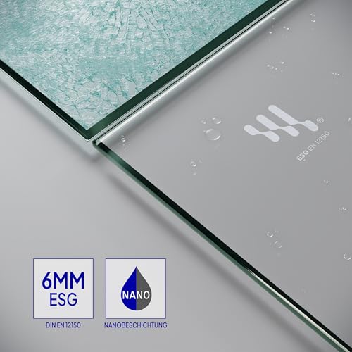 i-flair LIMA Duschtür 84x195 cm Nischentür Klarglas, Verstellbereich 84-88 cm – 6 mm ESG Sicherheitsglas, Nanobeschichtung, Hebe-Senkmechanismus - DTC