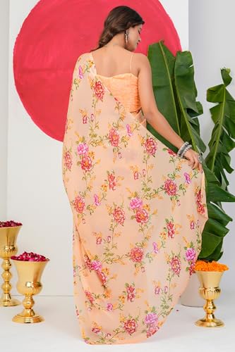 Image of MIRCHI FASHION Women Saree Chiffon Floral Printed | Breathable Lightweight Sari for Regular Home and Office Wear with Blouse Piece